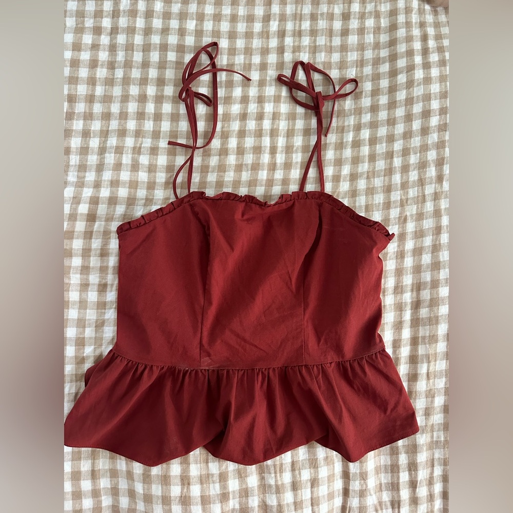 Express Women's Red Peplum Top